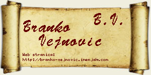 Branko Vejnović vizit kartica